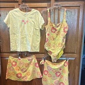 Fresh Produce Yellow and Pink Floral One Piece Swimsuit